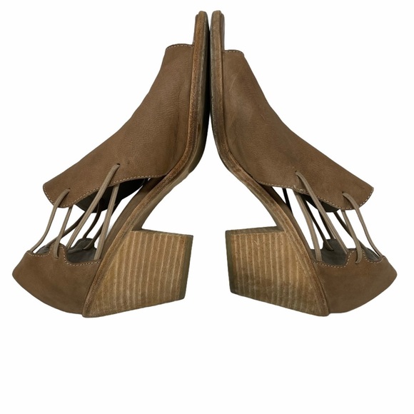 Eileen Fisher Nikki Peep Toe Leather Sandals Sz 9 - Picture 6 of 12